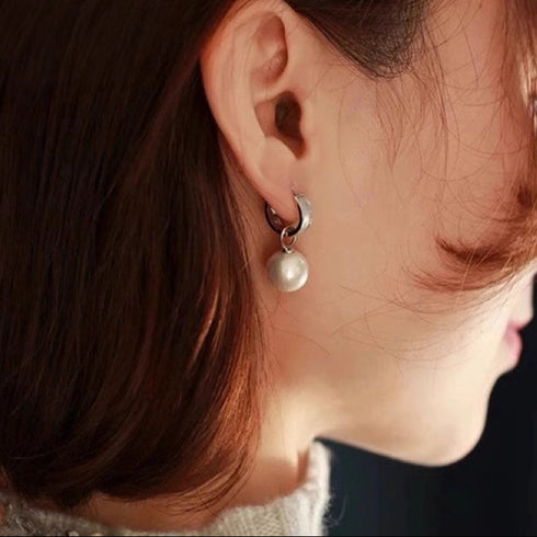 Pearl Shell Hoop Earrings